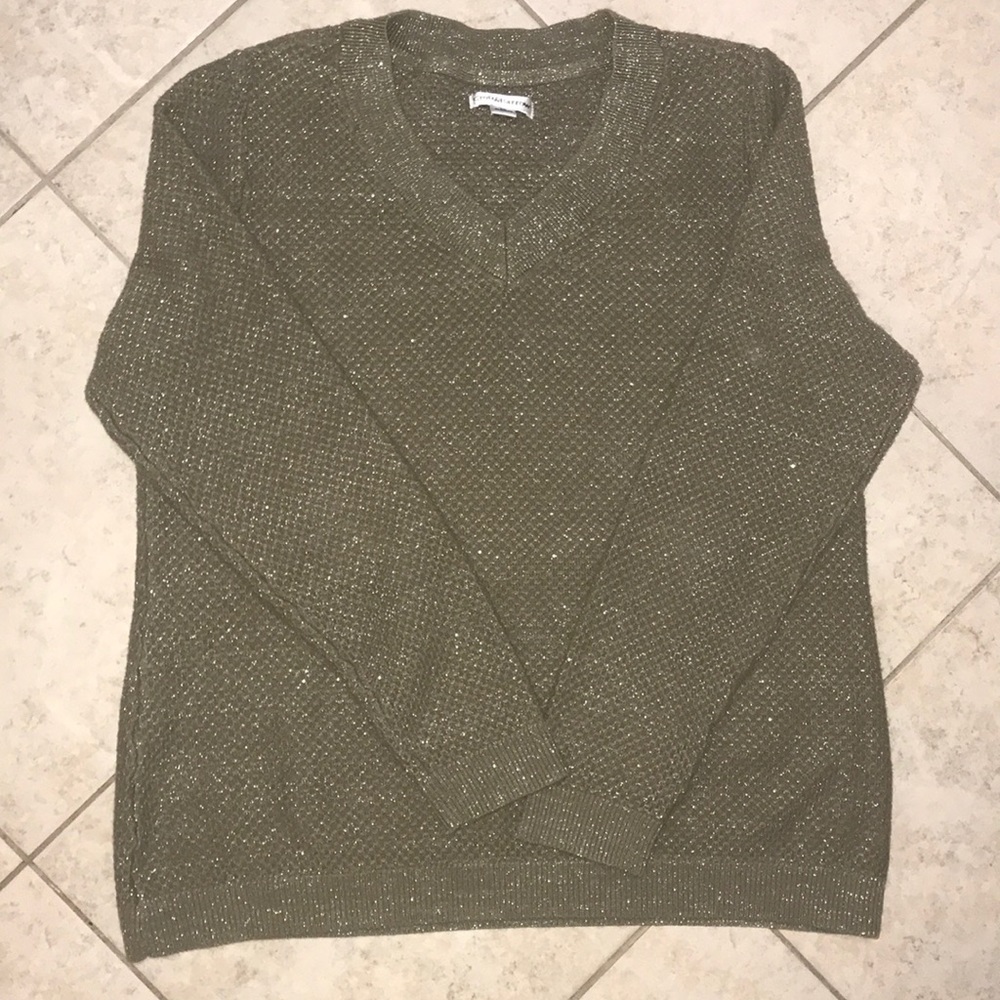 Olive Green Sweater with slight silver sparkle